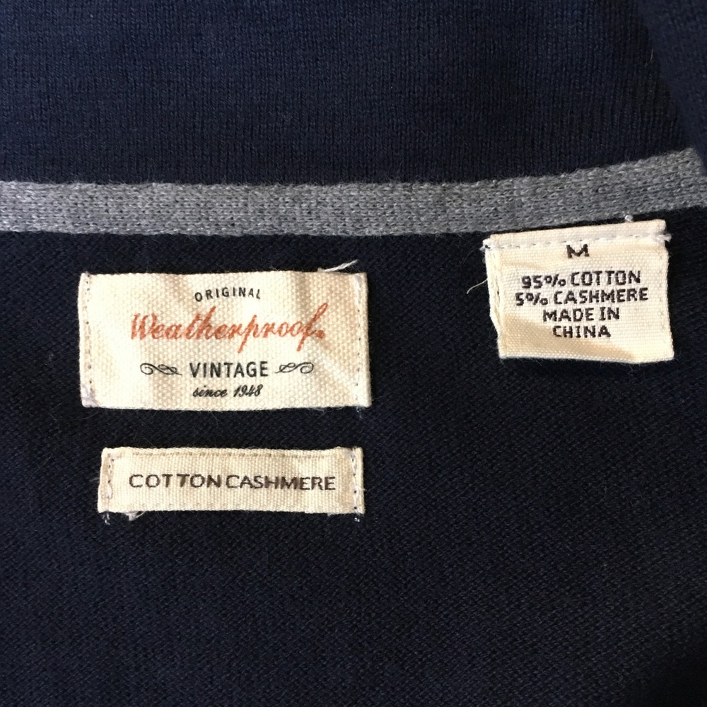 Cotton Cashmere Open Cardigan Sweater Womens M Navy Blue Classic Capsule Luxury - Picture 9 of 11